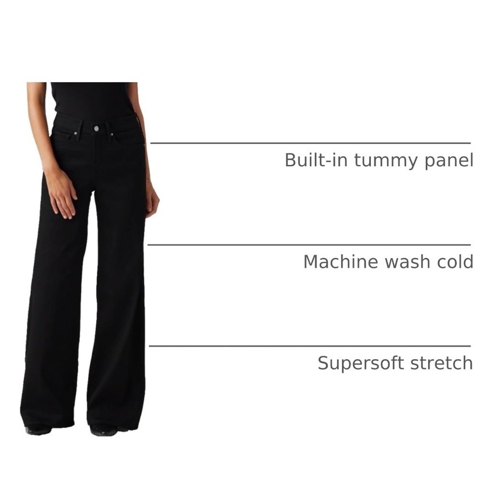 Levis 318 Shaping Wide Leg Jeans Darkest Sky Indigo High Rise Stretch 30 Womens - Picture 4 of 10